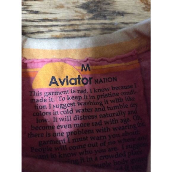 Aviator Nation Tulum Serape Bolt Stitch Sweatshirt in Pink Size M - Picture 3 of 5